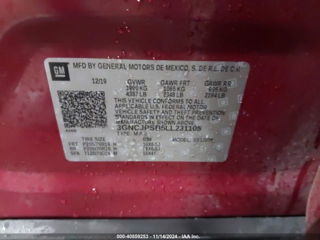 Photo 8 VIN: 3GNCJPSB5LL231105 - CHEVROLET TRAX 