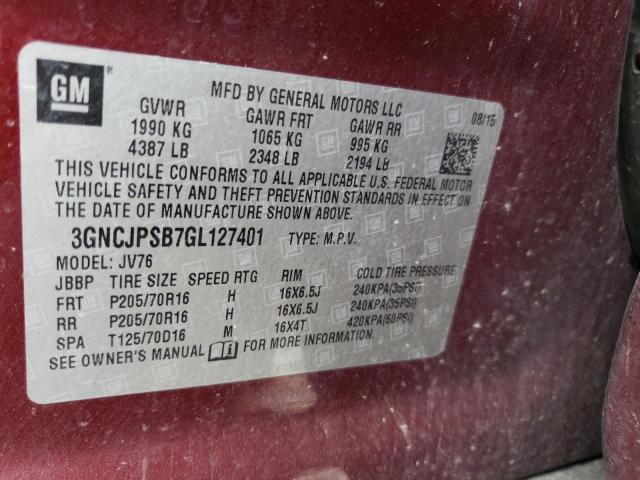 Photo 12 VIN: 3GNCJPSB7GL127401 - CHEVROLET TRAX 1LT 