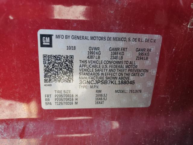 Photo 12 VIN: 3GNCJPSB7KL188045 - CHEVROLET TRAX 1LT 