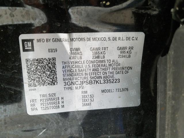 Photo 9 VIN: 3GNCJPSB7KL335223 - CHEVROLET TRAX 1LT 