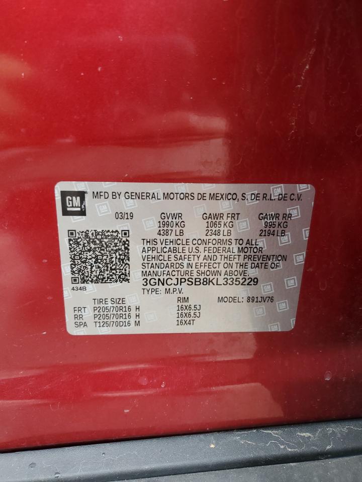 Photo 12 VIN: 3GNCJPSB8KL335229 - CHEVROLET TRAX 