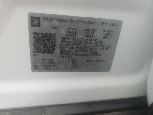 Photo 9 VIN: 3GNCJPSB9KL405594 - CHEVROLET TRAX 1LT 