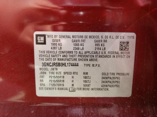 Photo 11 VIN: 3GNCJRSB0HL174444 - CHEVROLET TRAX 