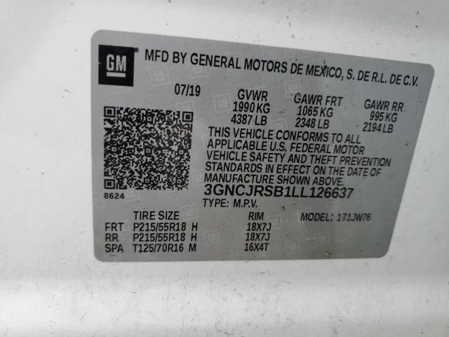 Photo 11 VIN: 3GNCJRSB1LL126637 - CHEVROLET TRAX PREMI 