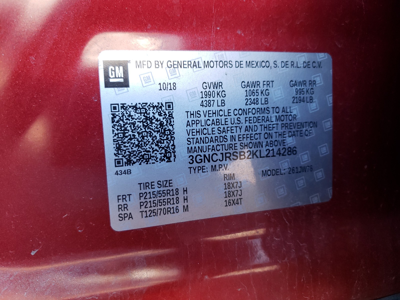 Photo 9 VIN: 3GNCJRSB2KL214286 - CHEVROLET TRAX PREMI 