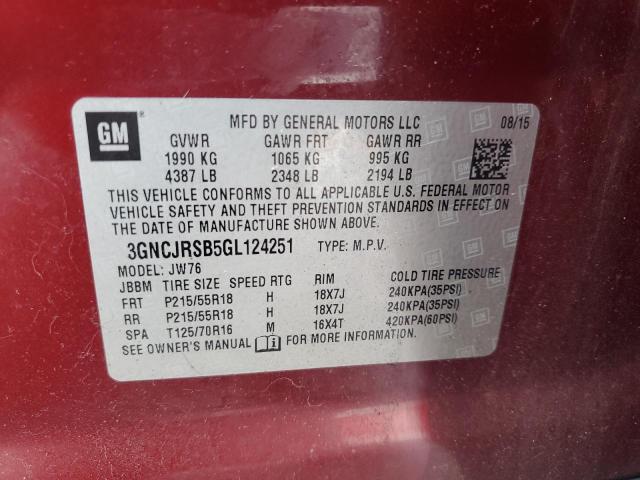 Photo 12 VIN: 3GNCJRSB5GL124251 - CHEVROLET TRAX 