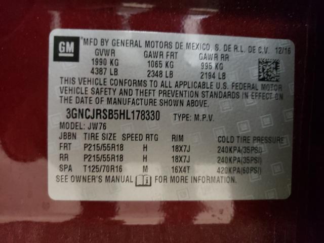 Photo 9 VIN: 3GNCJRSB5HL178330 - CHEVROLET TRAX PREMI 