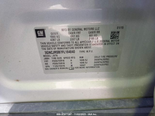 Photo 8 VIN: 3GNCJRSB7FL184840 - CHEVROLET TRAX 