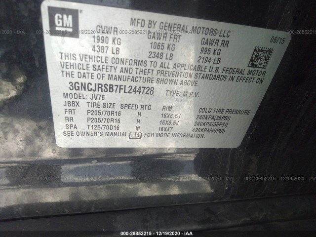 Photo 8 VIN: 3GNCJRSB7FL244728 - CHEVROLET TRAX 