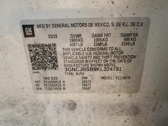 Photo 11 VIN: 3GNCJRSB9KL334781 - CHEVROLET TRAX PREMI 