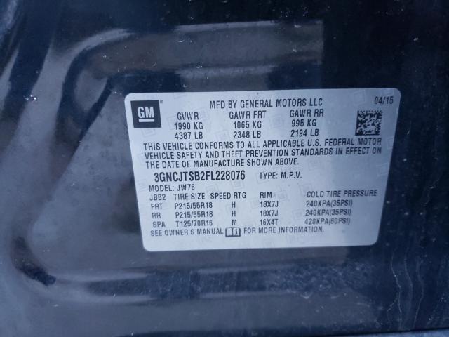 Photo 9 VIN: 3GNCJTSB2FL228076 - CHEVROLET TRAX LTZ 