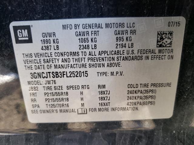 Photo 9 VIN: 3GNCJTSB3FL252015 - CHEVROLET TRAX LTZ 