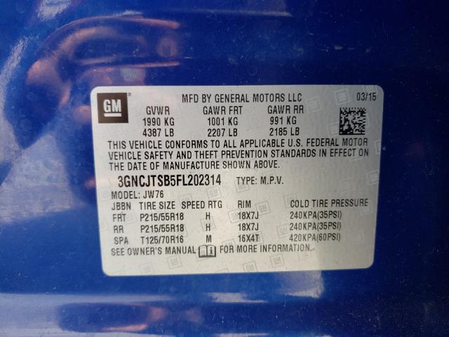 Photo 9 VIN: 3GNCJTSB5FL202314 - CHEVROLET TRAX LTZ 