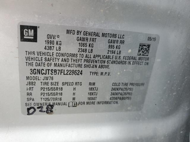 Photo 12 VIN: 3GNCJTSB7FL228624 - CHEVROLET TRAX LTZ 