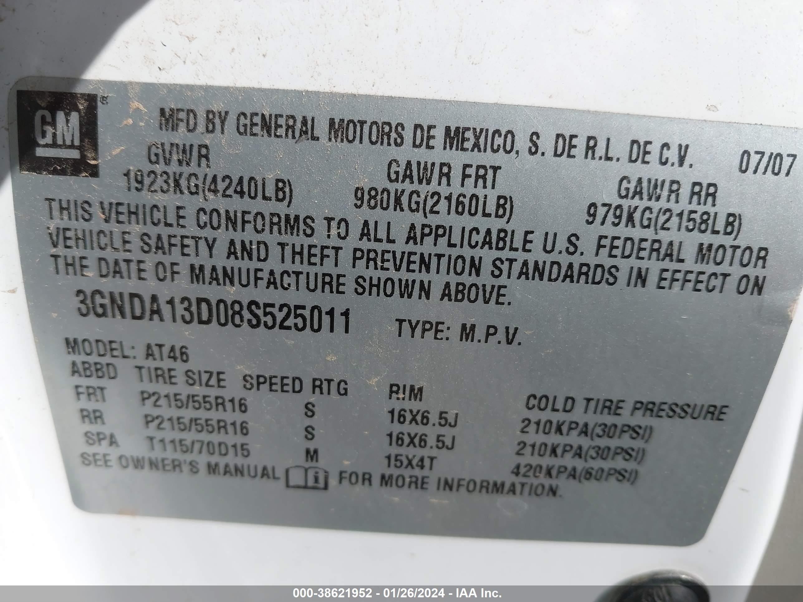 Photo 8 VIN: 3GNDA13D08S525011 - CHEVROLET HHR 