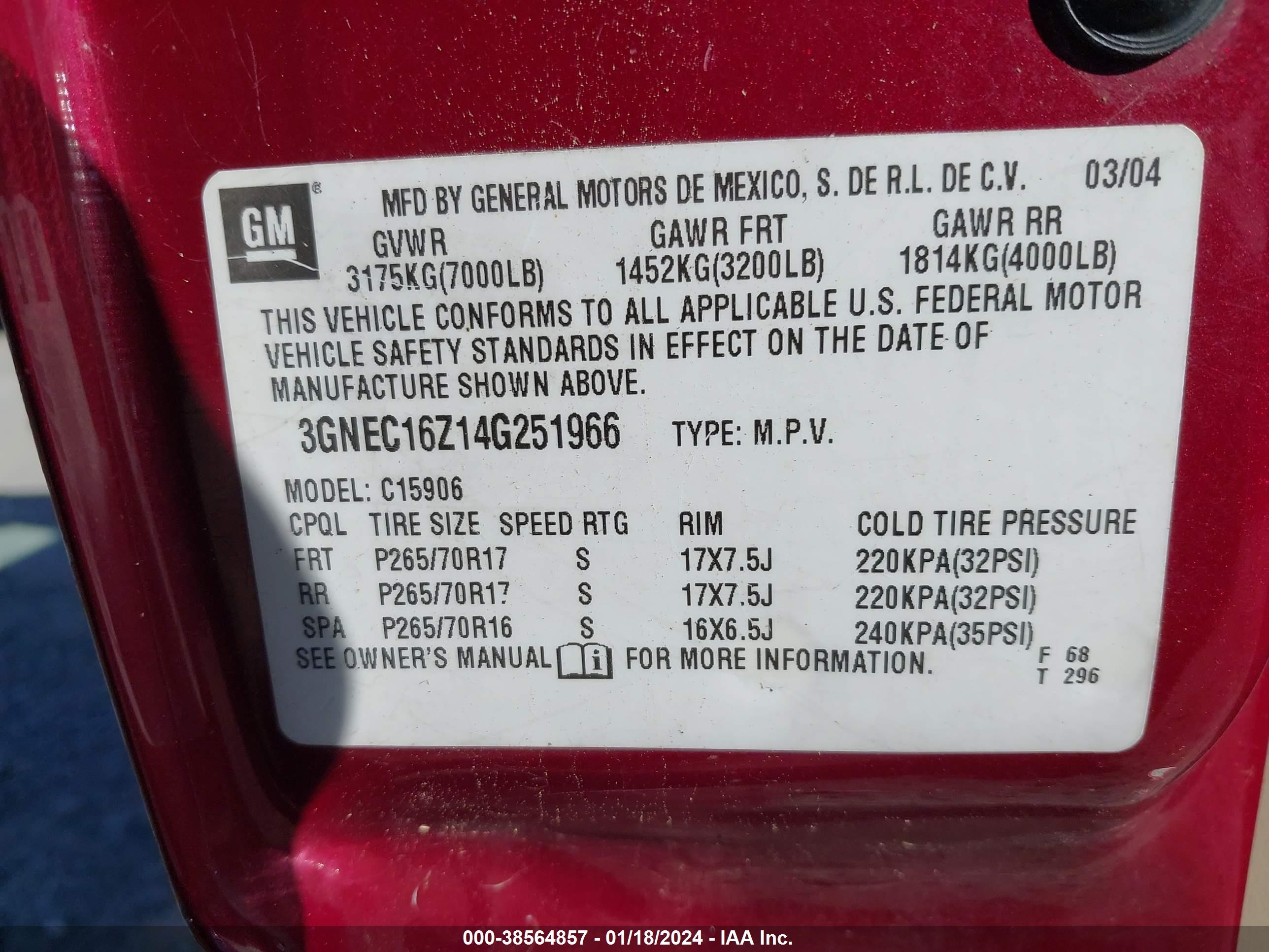 Photo 8 VIN: 3GNEC16Z14G251966 - CHEVROLET EXPRESS 