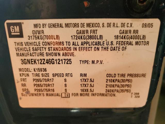 Photo 11 VIN: 3GNEK12Z46G121725 - CHEVROLET AVALANCHE 