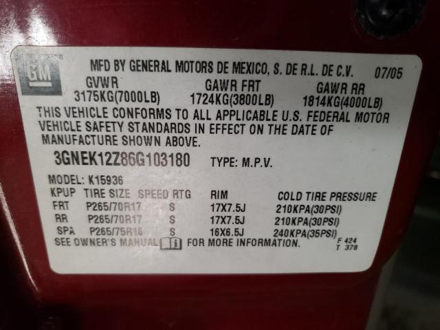 Photo 12 VIN: 3GNEK12Z86G103180 - CHEVROLET AVALANCHE 