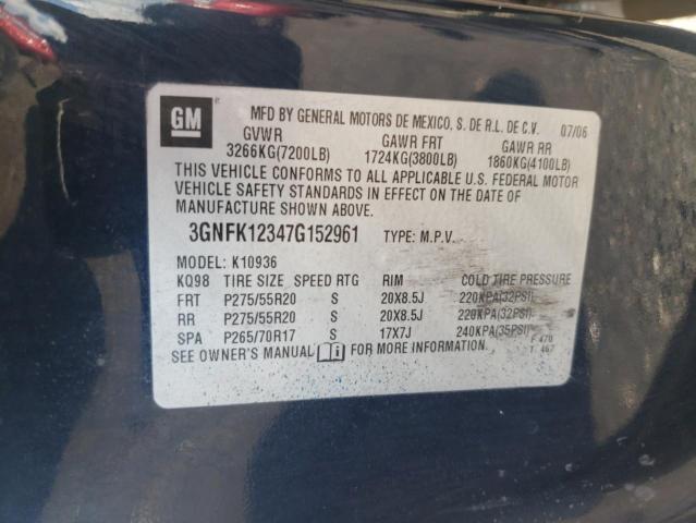 Photo 11 VIN: 3GNFK12347G152961 - CHEVROLET AVALANCHE 