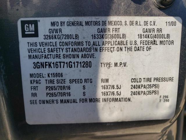 Photo 12 VIN: 3GNFK16T71G171280 - CHEVROLET SUBURBAN 