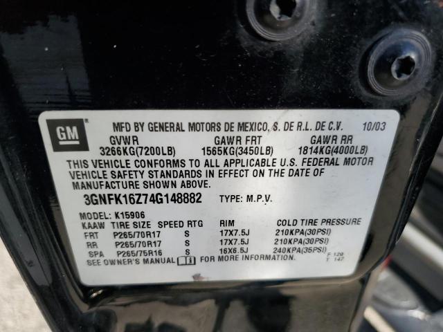 Photo 12 VIN: 3GNFK16Z74G148882 - CHEVROLET SUBURBAN K 