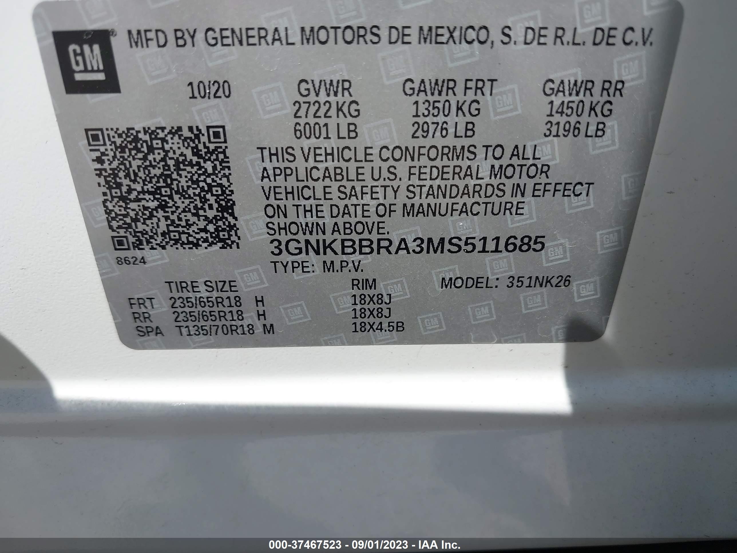 Photo 8 VIN: 3GNKBBRA3MS511685 - CHEVROLET BLAZER 