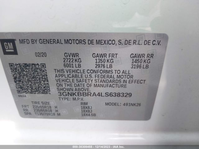 Photo 8 VIN: 3GNKBBRA4LS638329 - CHEVROLET BLAZER 