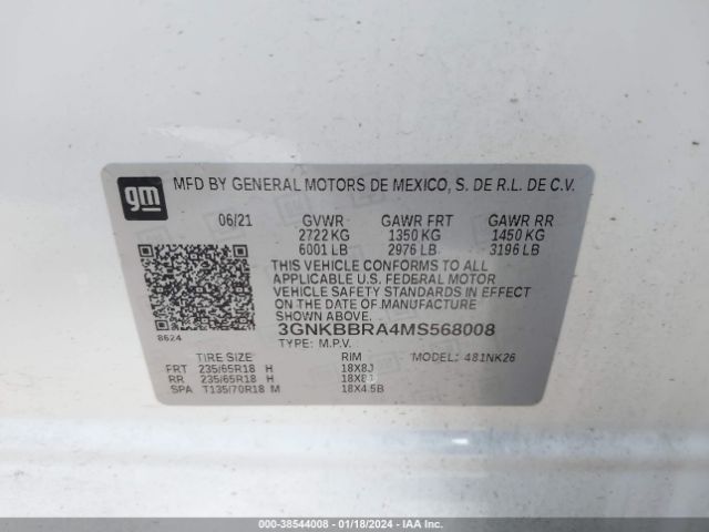 Photo 8 VIN: 3GNKBBRA4MS568008 - CHEVROLET BLAZER 