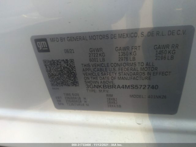 Photo 8 VIN: 3GNKBBRA4MS572740 - CHEVROLET BLAZER 