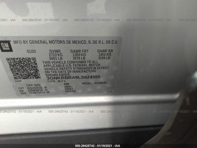 Photo 8 VIN: 3GNKBBRA9LS624555 - CHEVROLET BLAZER 