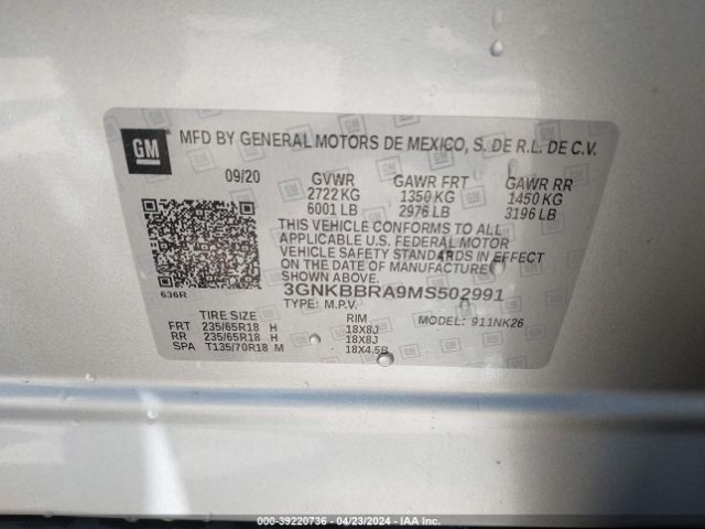 Photo 8 VIN: 3GNKBBRA9MS502991 - CHEVROLET BLAZER 