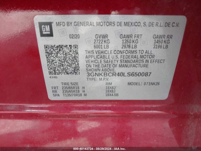 Photo 8 VIN: 3GNKBCR40LS650087 - CHEVROLET BLAZER 