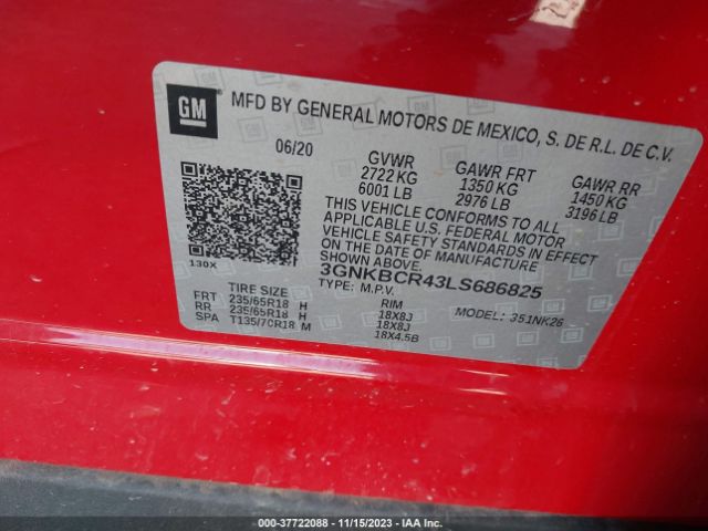 Photo 8 VIN: 3GNKBCR43LS686825 - CHEVROLET BLAZER 