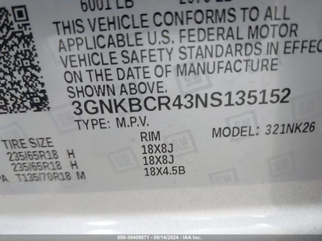 Photo 8 VIN: 3GNKBCR43NS135152 - CHEVROLET BLAZER 