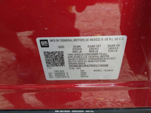 Photo 8 VIN: 3GNKBCR47RS174008 - CHEVROLET BLAZER 2LT 