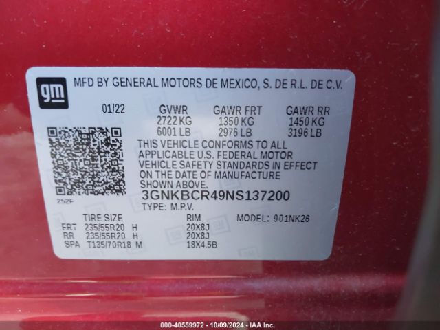 Photo 8 VIN: 3GNKBCR49NS137200 - CHEVROLET BLAZER 