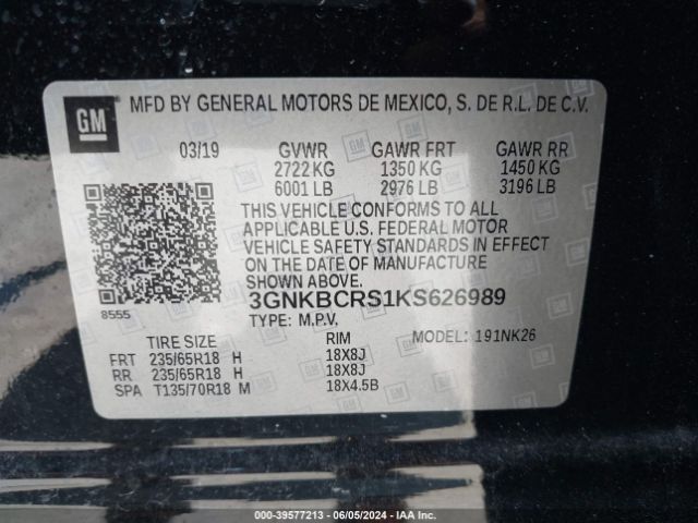 Photo 8 VIN: 3GNKBCRS1KS626989 - CHEVROLET BLAZER 