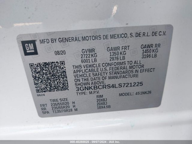 Photo 8 VIN: 3GNKBCRS4LS721225 - CHEVROLET BLAZER 