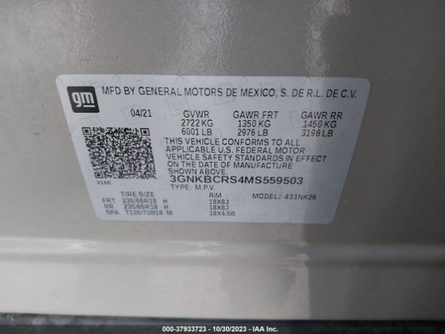 Photo 8 VIN: 3GNKBCRS4MS559503 - CHEVROLET BLAZER 