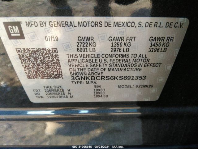 Photo 8 VIN: 3GNKBCRS6KS691353 - CHEVROLET BLAZER 