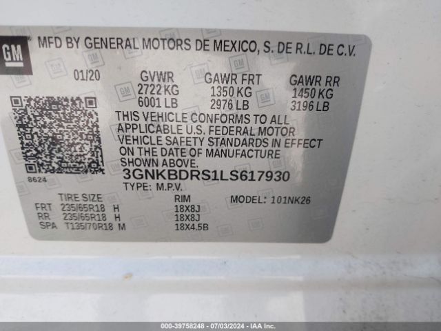 Photo 8 VIN: 3GNKBDRS1LS617930 - CHEVROLET BLAZER 