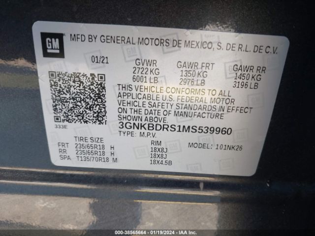 Photo 8 VIN: 3GNKBDRS1MS539960 - CHEVROLET BLAZER 