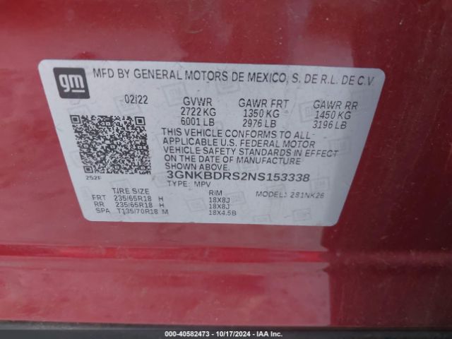 Photo 8 VIN: 3GNKBDRS2NS153338 - CHEVROLET BLAZER 