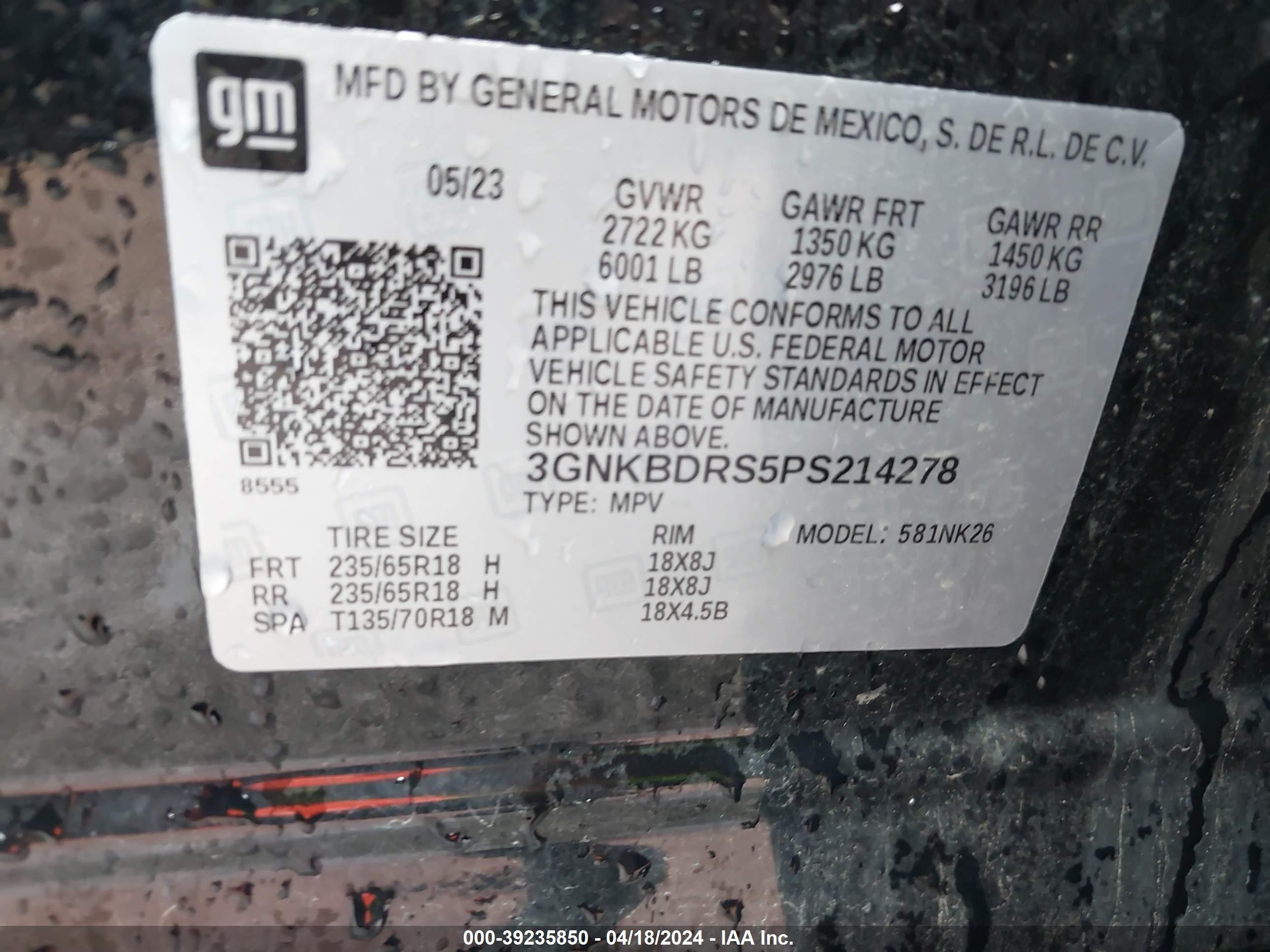 Photo 8 VIN: 3GNKBDRS5PS214278 - CHEVROLET BLAZER 