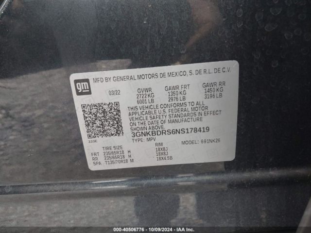 Photo 8 VIN: 3GNKBDRS6NS178419 - CHEVROLET BLAZER 