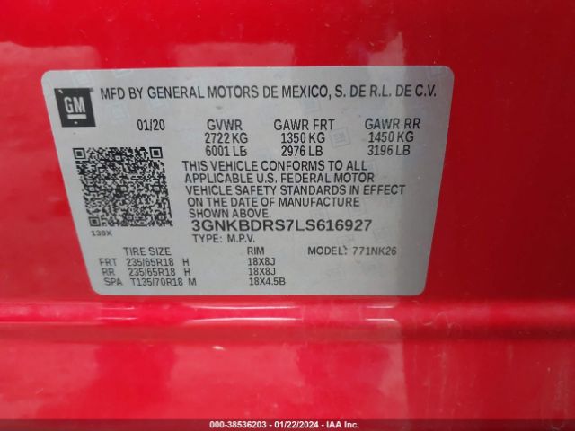 Photo 8 VIN: 3GNKBDRS7LS616927 - CHEVROLET BLAZER 