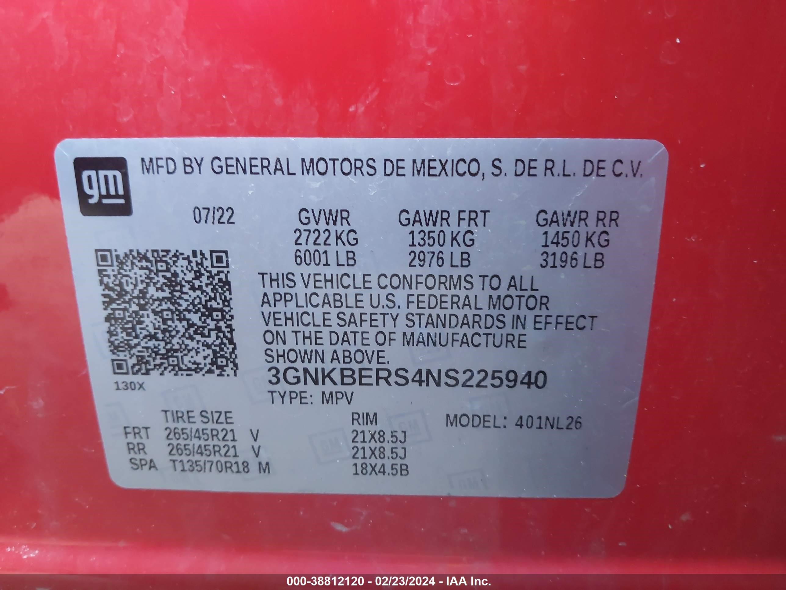 Photo 8 VIN: 3GNKBERS4NS225940 - CHEVROLET BLAZER 