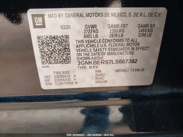 Photo 8 VIN: 3GNKBERS7LS667382 - CHEVROLET BLAZER 