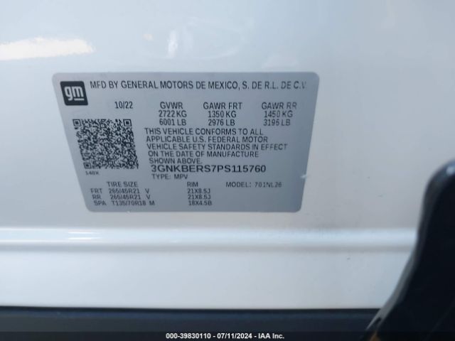 Photo 8 VIN: 3GNKBERS7PS115760 - CHEVROLET BLAZER 