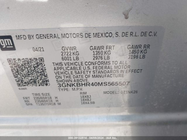 Photo 8 VIN: 3GNKBHR40MS565507 - CHEVROLET BLAZER 